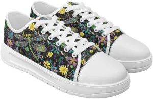Women's Lace Up Low Top Canvas Shoes Fashion Casual Round Toe Sneakers Hands Free No Laces Barefoot Shoes US5.5-13.5