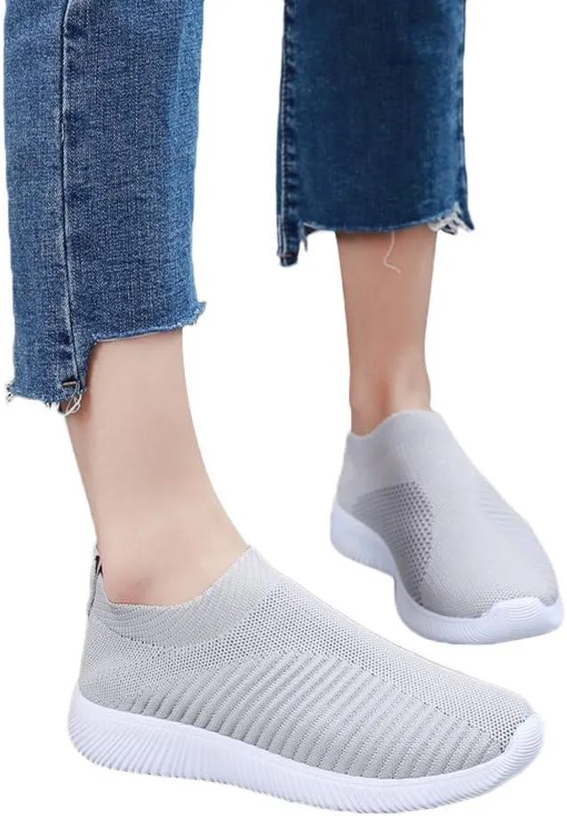 Womens Ladies Walking Running Shoes Slip On Lightweight Tennis Shoes Womens Casual Women's Casual Shoes Men's Fashion Sneakers Black Tennis Shoe Trainers Shoe