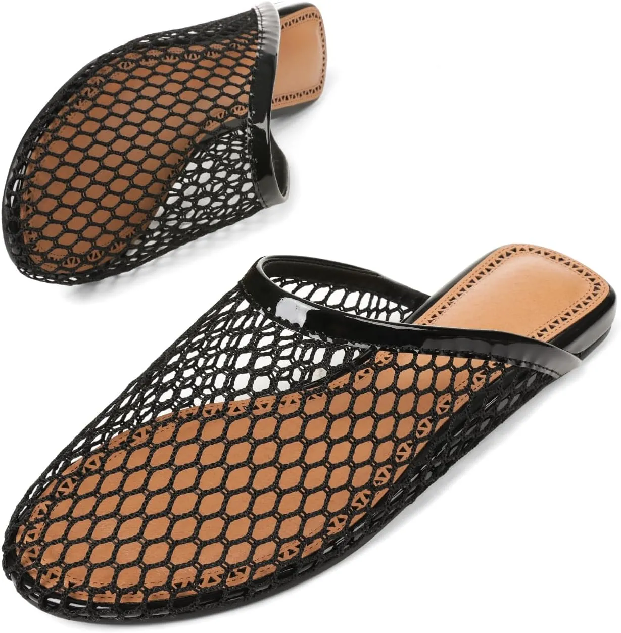 Women's Mesh Mule Flats Breathable Slip-On Summer Sandals Lightweight Flat Shoes for Casual or Indoor Wear