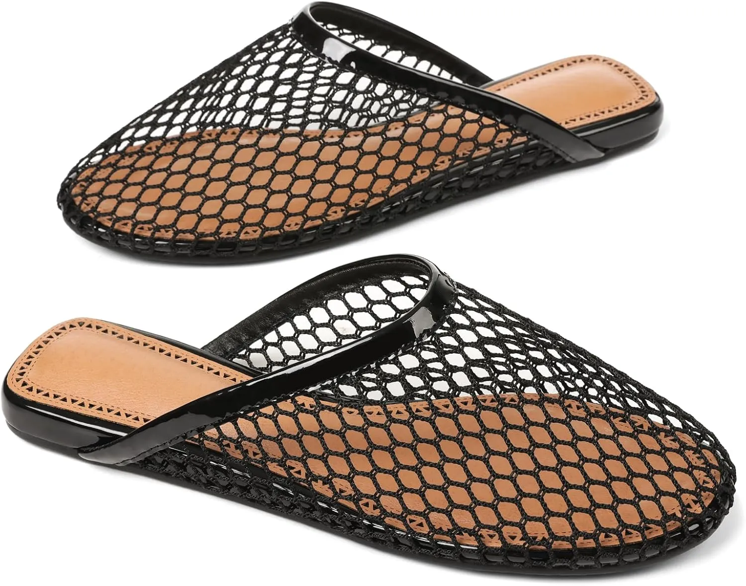 Women's Mesh Mule Flats Breathable Slip-On Summer Sandals Lightweight Flat Shoes for Casual or Indoor Wear
