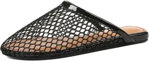 Women's Mesh Mule Flats Breathable Slip-On Summer Sandals Lightweight Flat Shoes for Casual or Indoor Wear