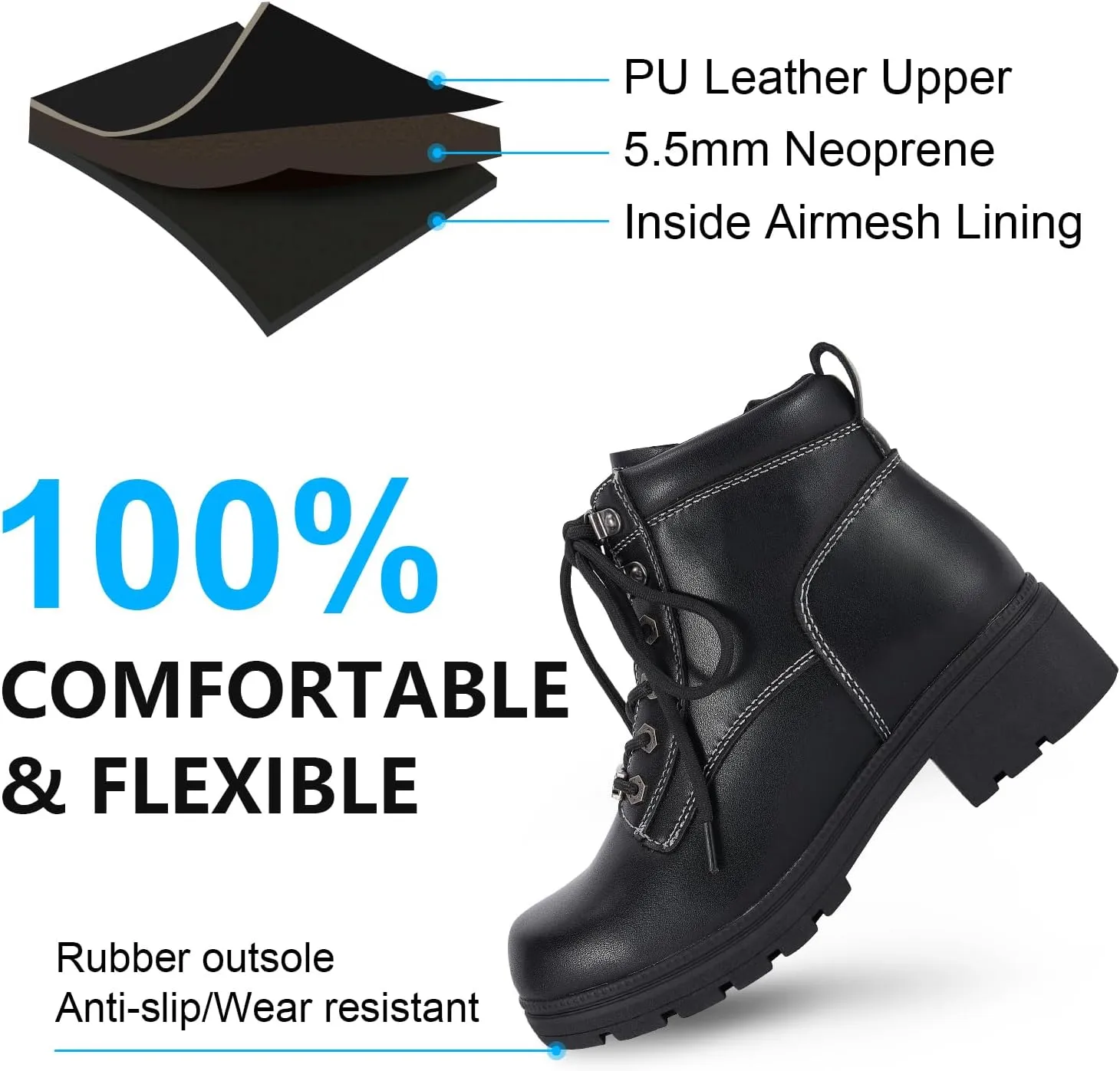 Women's Motorcycle Boot with Side Zipper Lace Up Military Combat Boots Faux Leather Ankle Booties Riding Boots Biker Boots for Women