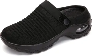 Women's Mules Clogs Shoes Breathable Mesh Wedge Walking Shoes Split Sole Platform Sneakers Sandals