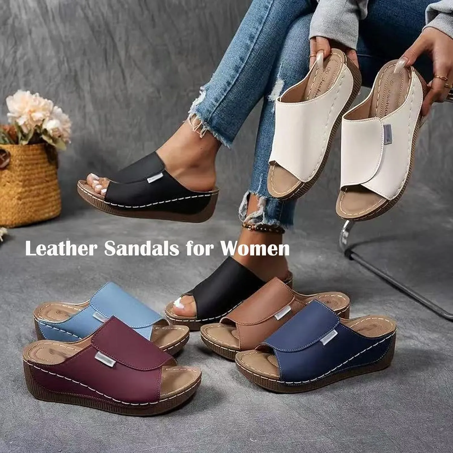 Women’s Orthopedic Platform Sandals, Breathable Arch Support Slides for Summer (All-Day Walking & Casual Wear)