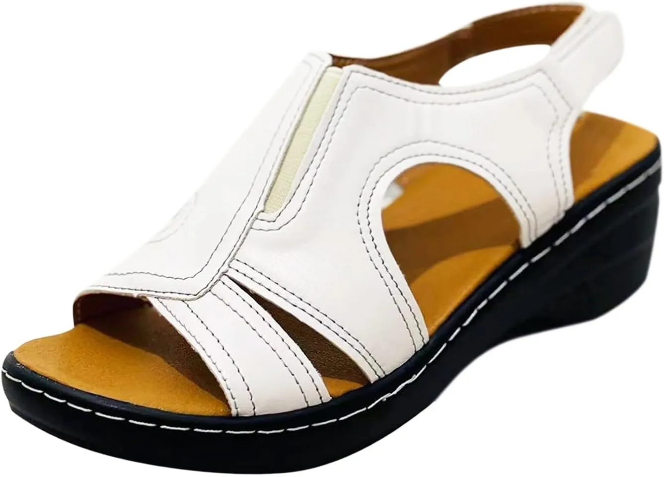 Womens Orthopedic Sandals Dressy Wide Width Strap Open Toe Wedge Sandals Platform Summer Shoes with Arch Support