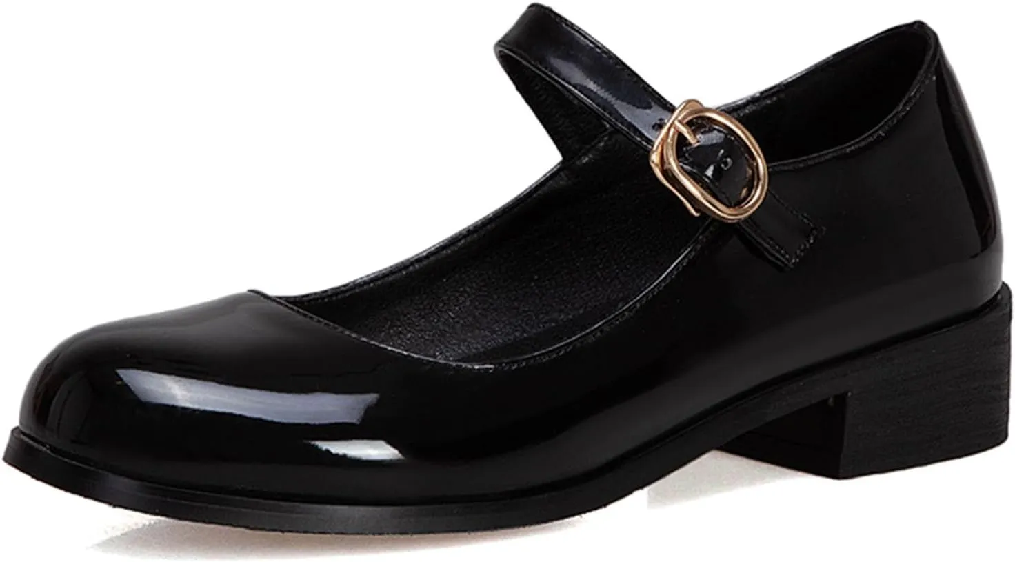 Womens Patent Mary Jane Flats Closed Toe Comfortable Shoes