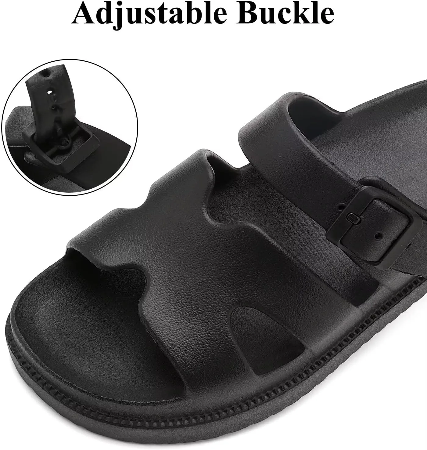Womens Platform Sandals with Arch Support, Summer Beach Slides Adjustable Buckle, Women Comfort Lightweight Chunky Cushion Slip on H-Strap Sandal