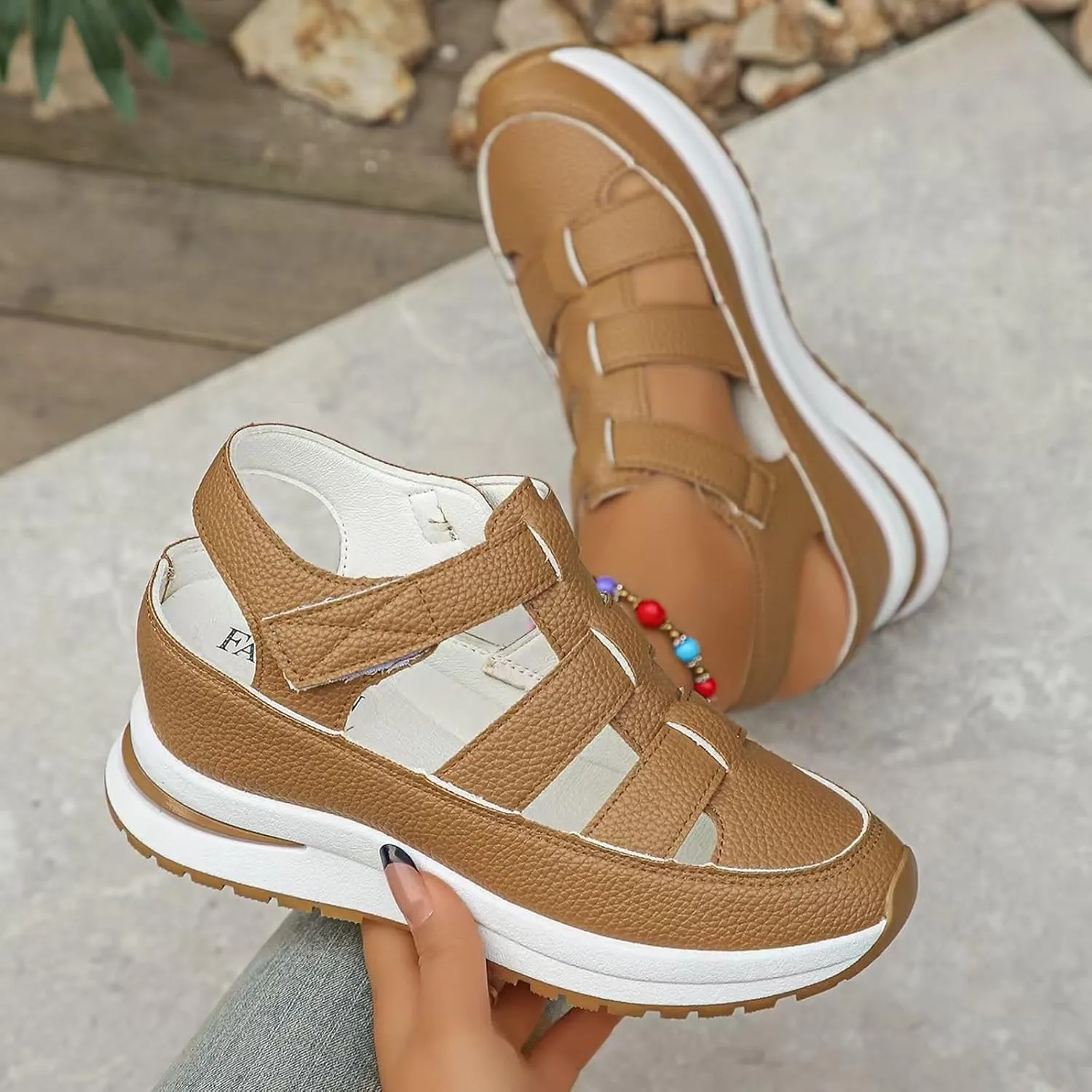 Women's Platform Sandals with Closed Toe Sandals Women Comfortable Walking Sandals Women, Hollow Ankle Strap Wedge Design for Summer, Beach, Hiking & Casual Wear 2025
