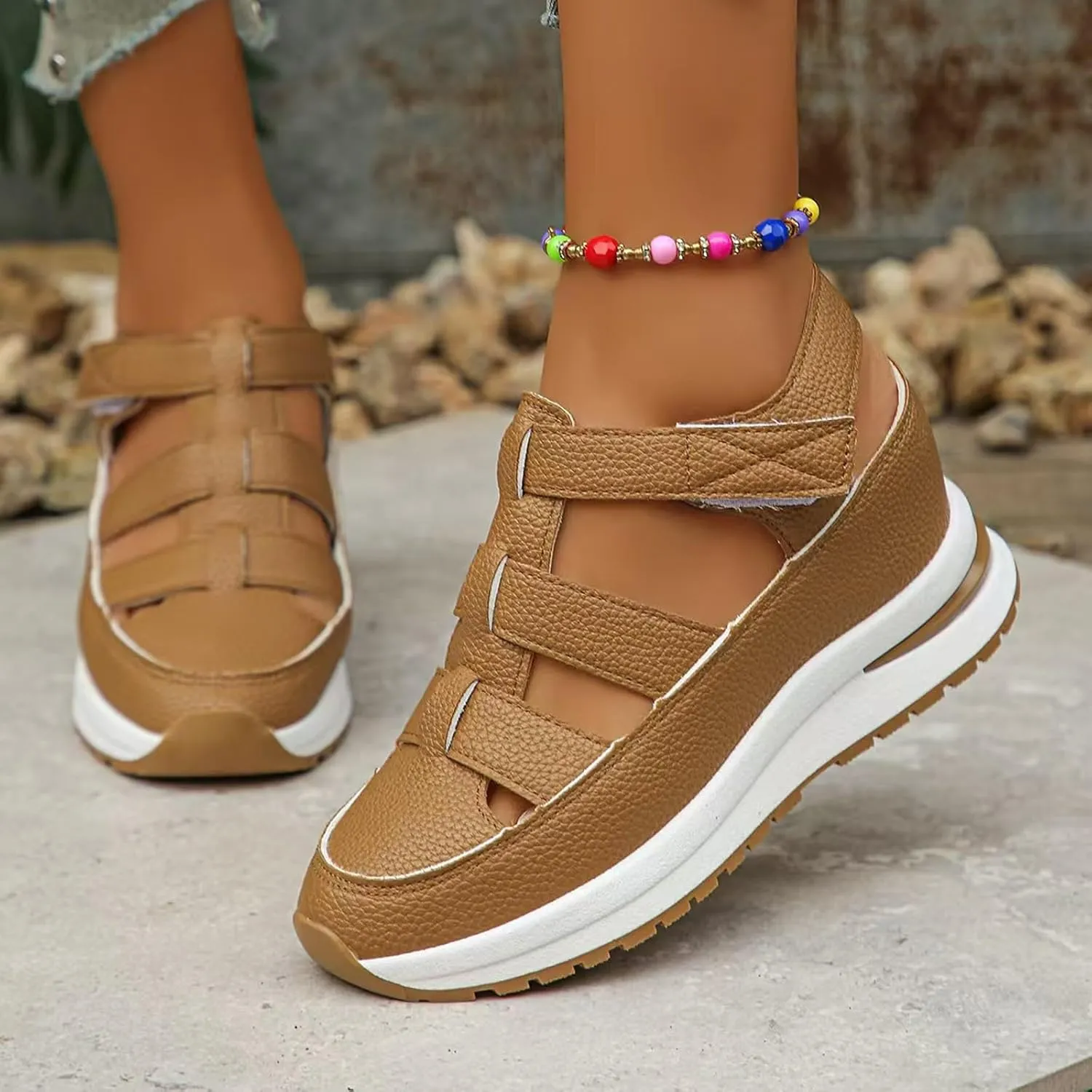 Women's Platform Sandals with Closed Toe Sandals Women Comfortable Walking Sandals Women, Hollow Ankle Strap Wedge Design for Summer, Beach, Hiking & Casual Wear 2025