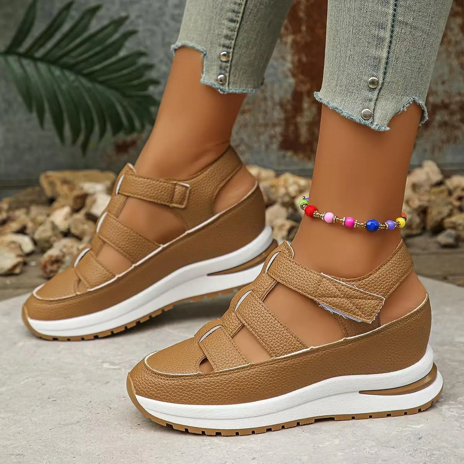 Women's Platform Sandals with Closed Toe Sandals Women Comfortable Walking Sandals Women, Hollow Ankle Strap Wedge Design for Summer, Beach, Hiking & Casual Wear 2025