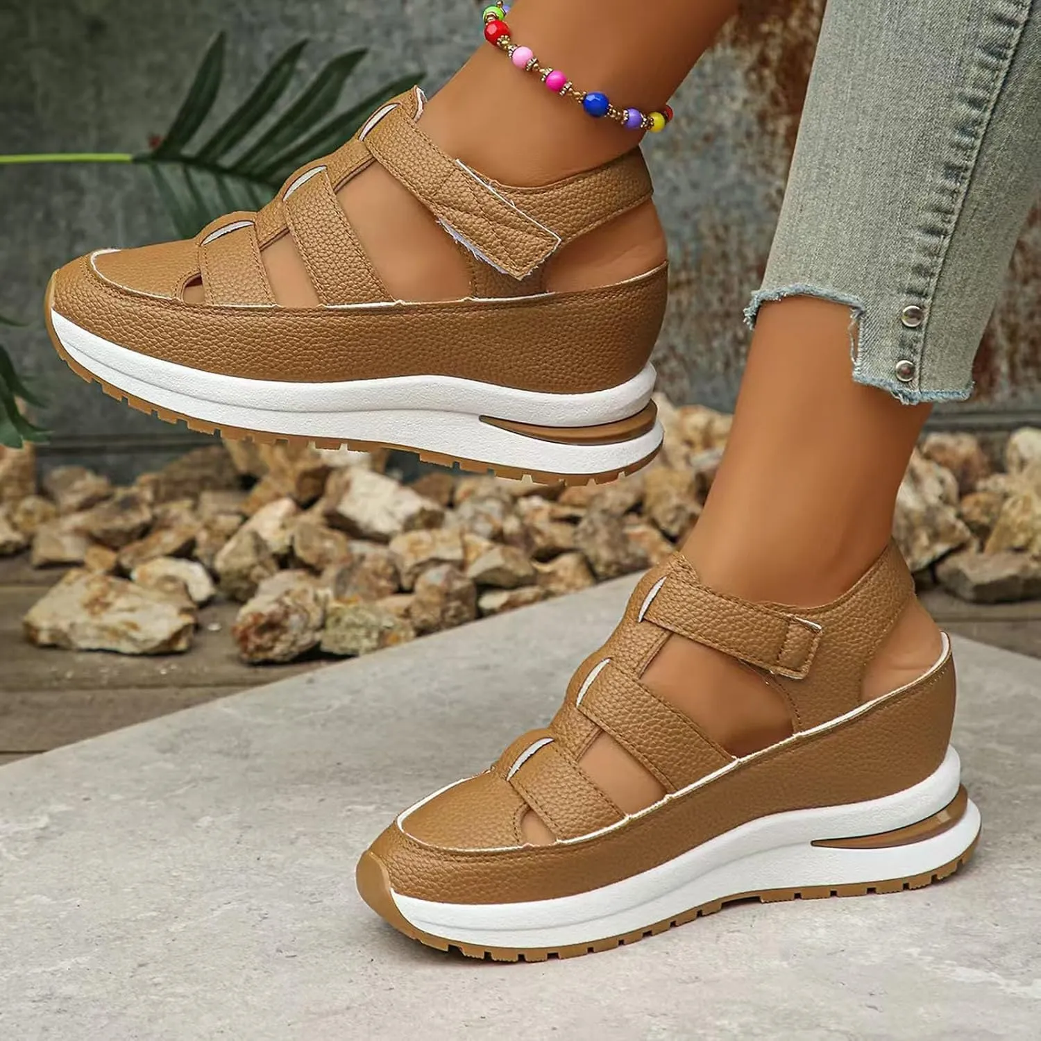 Women's Platform Sandals with Closed Toe Sandals Women Comfortable Walking Sandals Women, Hollow Ankle Strap Wedge Design for Summer, Beach, Hiking & Casual Wear 2025