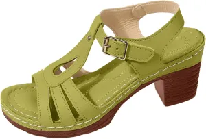 Womens Sandal Heels Comfortable Arch Support Ankle Strap Open Toe Platform Slip on Outdoor Shoes Orthopedic Hollow Out Breathable Summer Walking Sandals