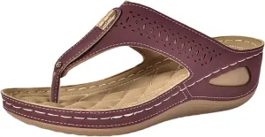 Womens Sandals Arch Support Slingback Sandals Summer Beach Shoes Ankle Strap Thong Flat Sandals for Women