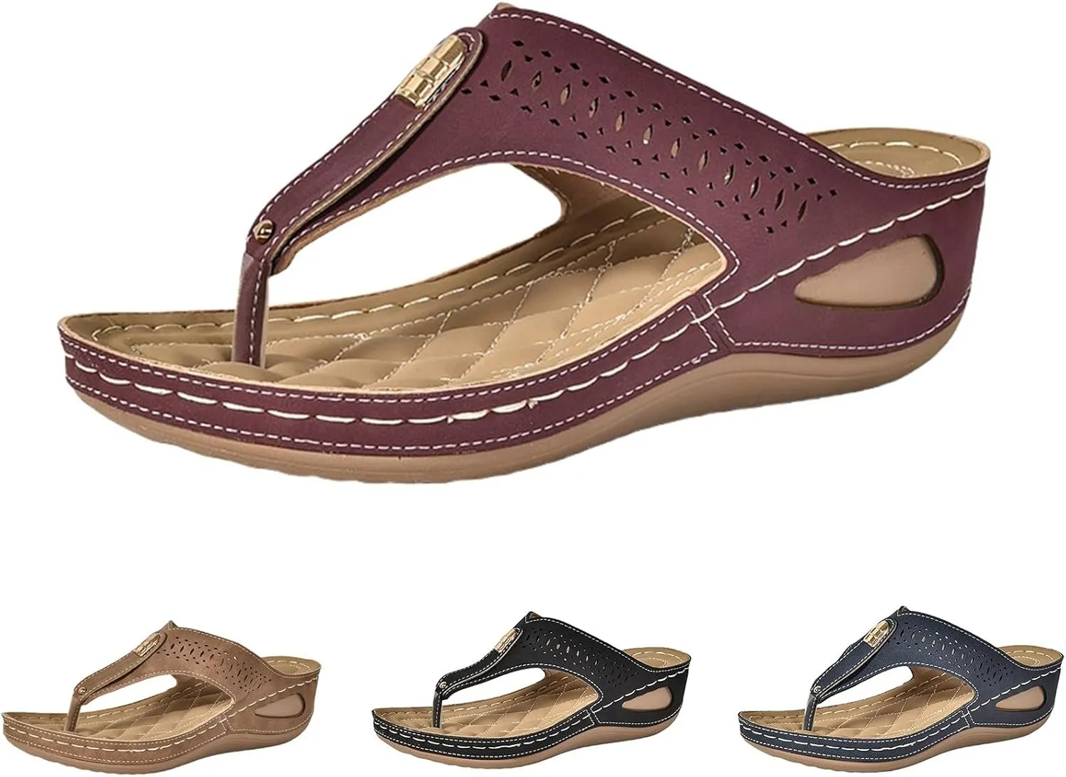 Womens Sandals Arch Support Slingback Sandals Summer Beach Shoes Ankle Strap Thong Flat Sandals for Women