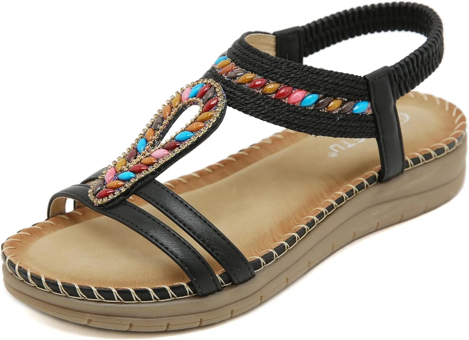 Womens Sandals Summer Beach Shoes Bohemian Flats Comfort Walking Slip on Casual Shoes
