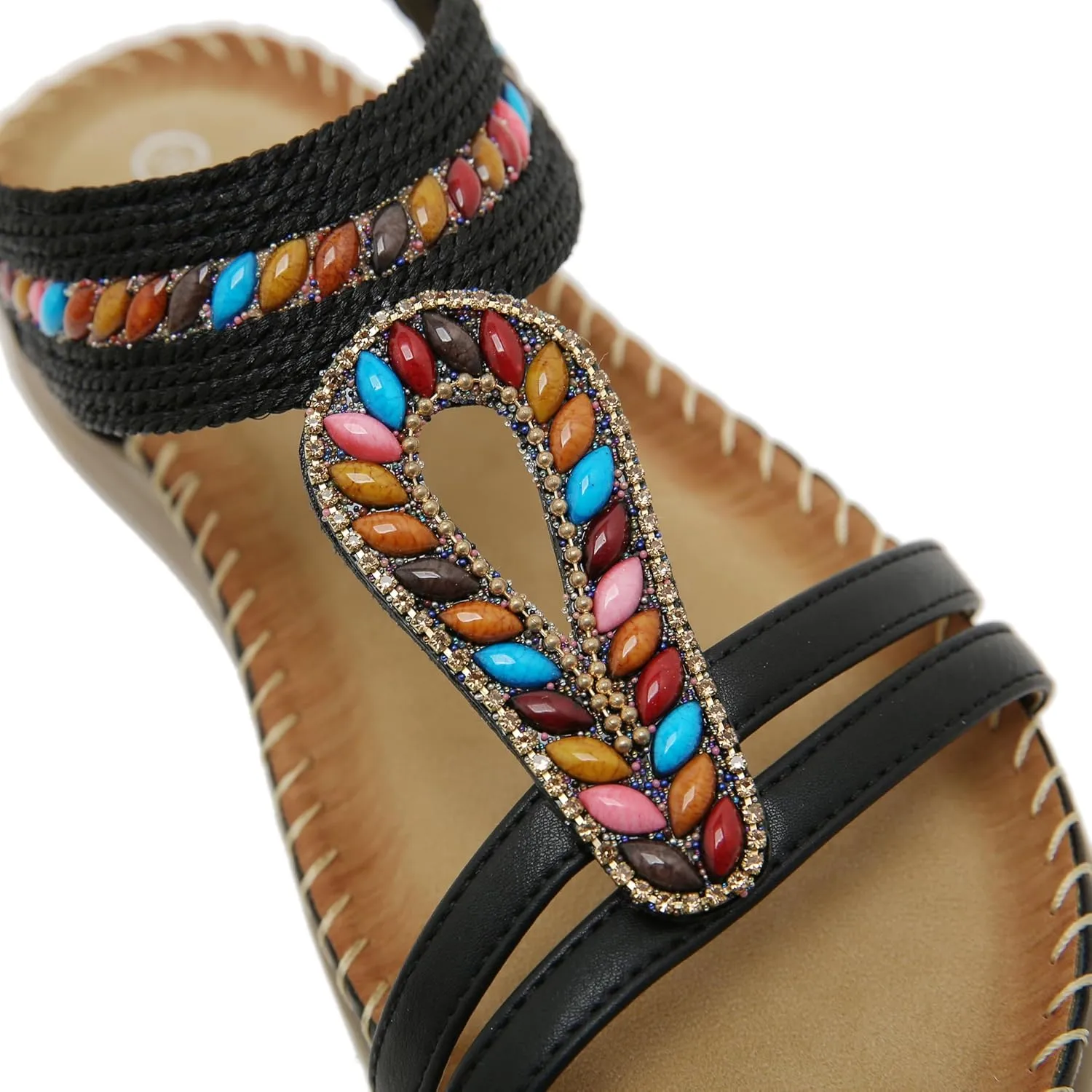 Womens Sandals Summer Beach Shoes Bohemian Flats Comfort Walking Slip on Casual Shoes