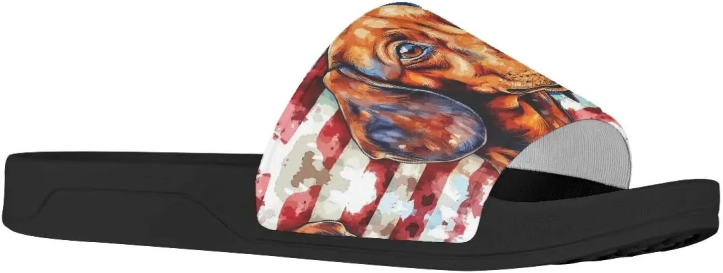 Women's Slides | Women's Slip On Sandals | Dog Print | Comfortable & LightWeight | Summer House Shoes | Beach Indoor Outdoor Hotel Gym