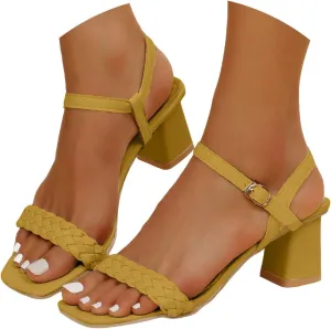 Women'S Slingback Platform Heels Chunky High Heel Sandals 2025 Summer Casual Square Open Toe Strappy Low Block Sandals Breathable Classic Footwear for Outdoor Party Wedding