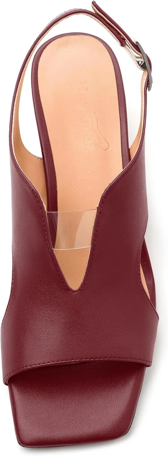 Womens Slingback Sandals, Peep Toe Mid Block heel Sandals for Women, Leather Insole Comfort Sandals 2"