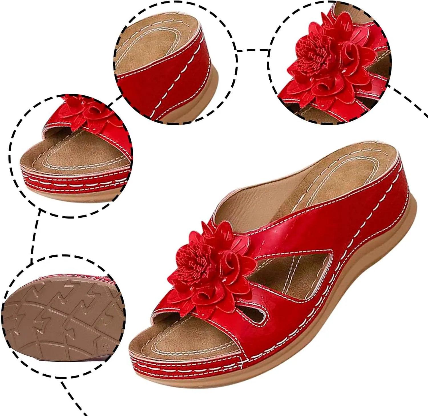 Women's Soft Soled Cushioned Wedge Slide Casual Platform Open Toe Wedge Sandal Versatile Sandals for Women