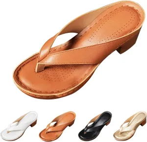 Women's Solid Color Summer Chunky Heel Sandals Slip on Open Toe Square Toe Comfortable Heeled Sandals Mules for Women Heels Womens Shoes Wedges for Long Walk Casual Shoes Dressy
