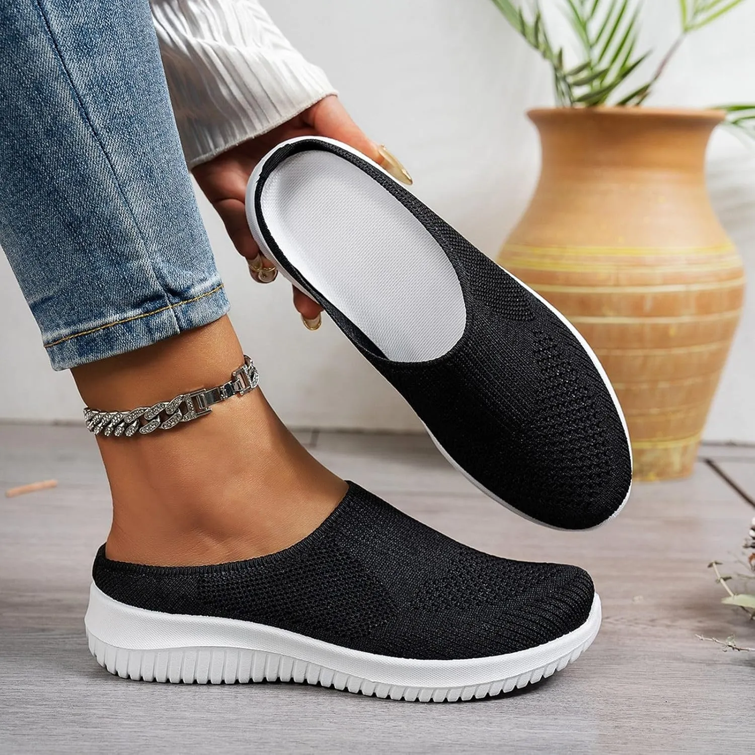 Womens Sport Sandals Slides Slip On Mules Open Back Shoes Comfort Walking Breathable Slippers Closed Toe Slides
