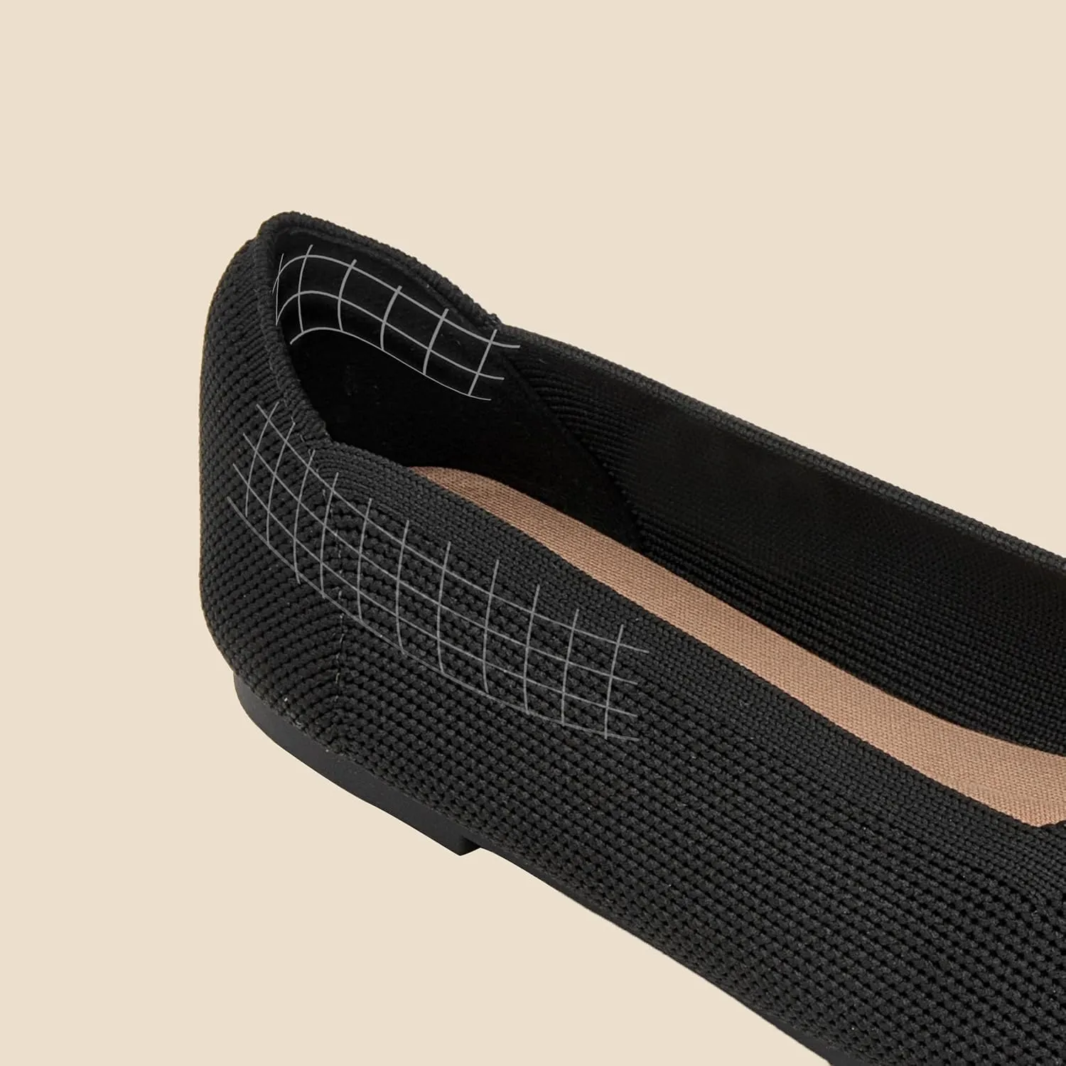 Womens Square Toe Flats Knit Ballet Shoes Comfort Dress Shoes Classic Softable Low Slip On Flats for Women
