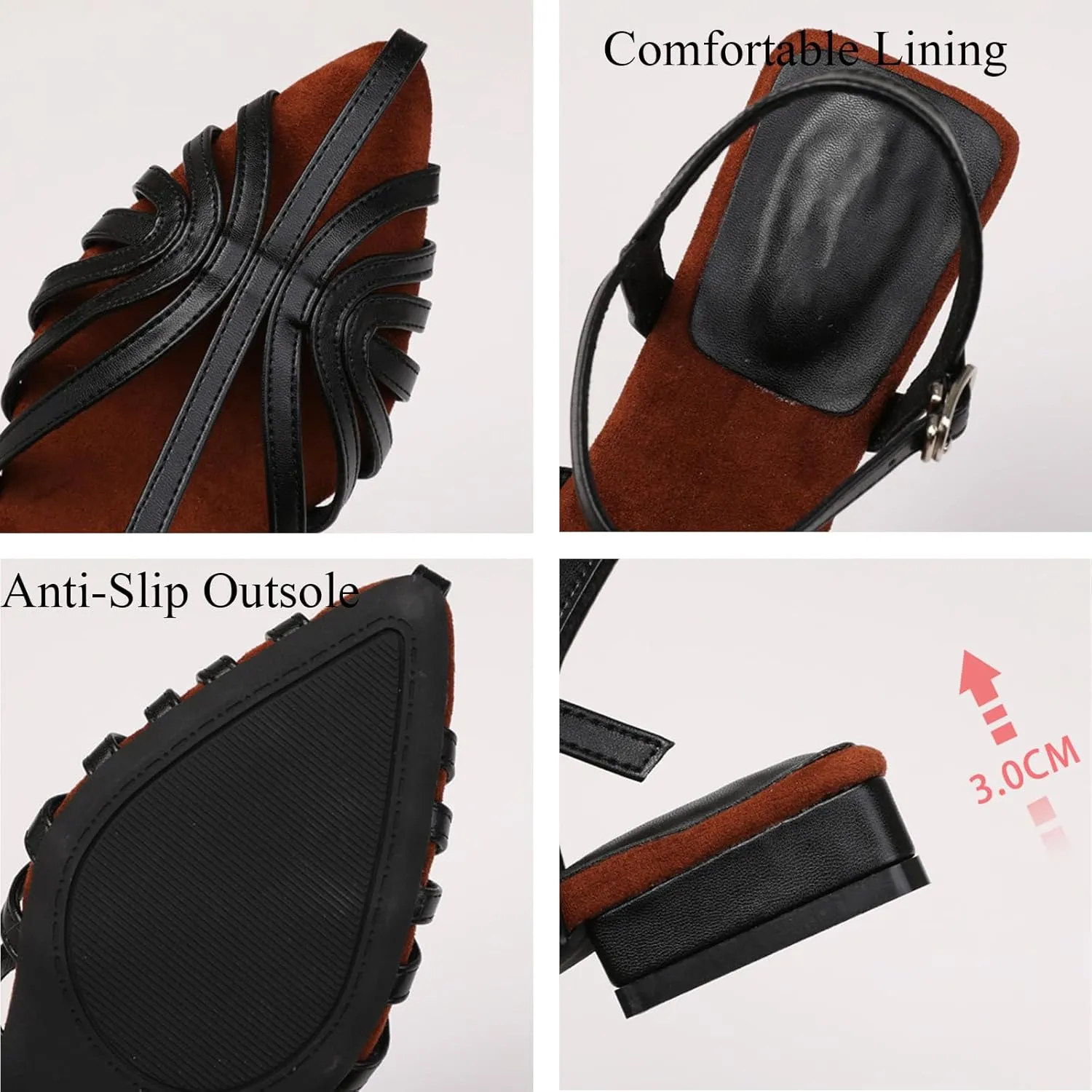 Women'S Strappy Pointed Closed Toe Low Chunky Heel Roman Sandals Fashion Adjustable Buckle Cut Out Cage Comfortable Flat Fisherman Sandals Casual Summer Breathable T Strap Beach Sandals