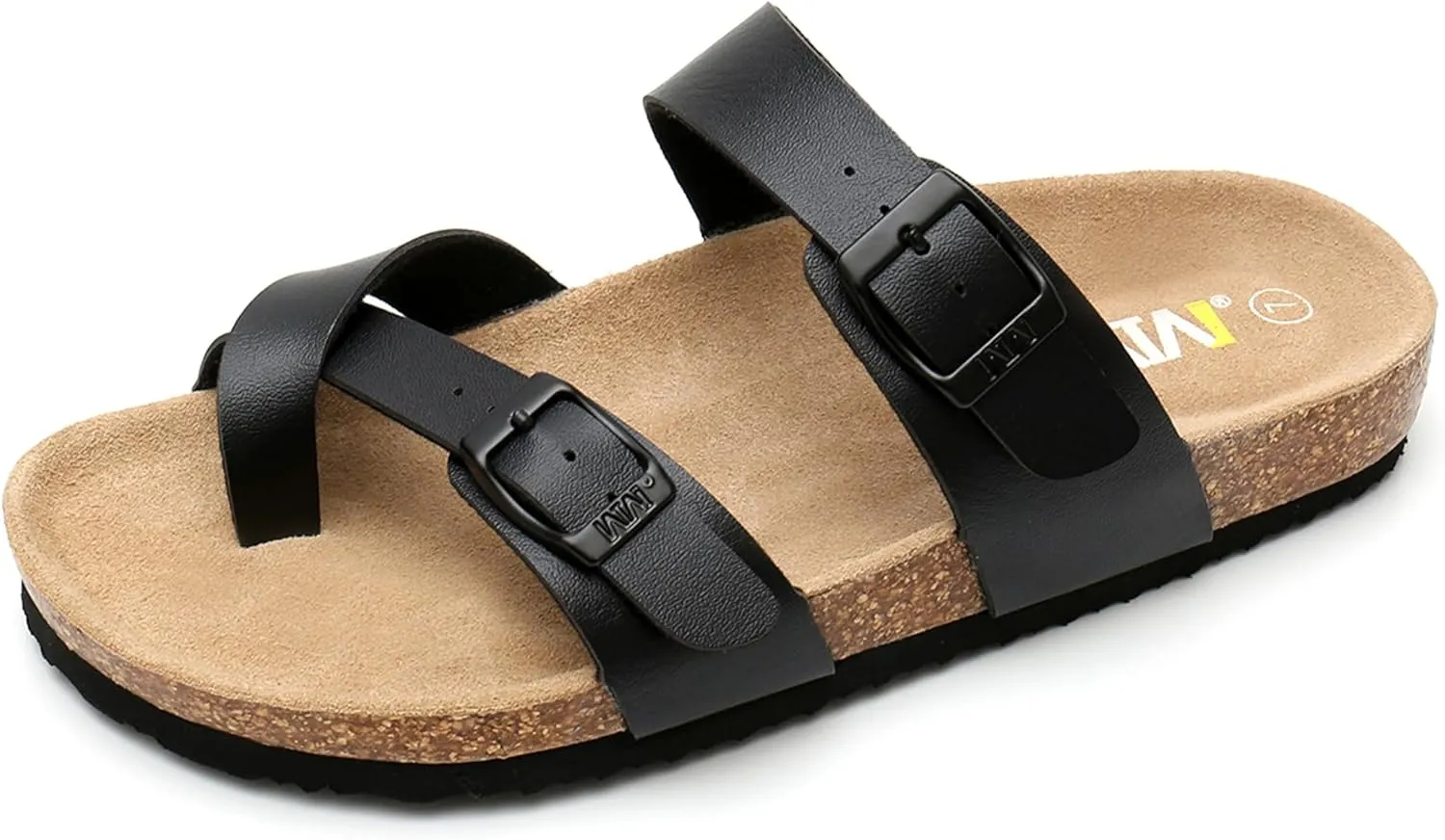Women's Summer Sandals with Cork Footbed & Adjustable Buckle Suede Straps Open Toe Slides for Beach Vacation