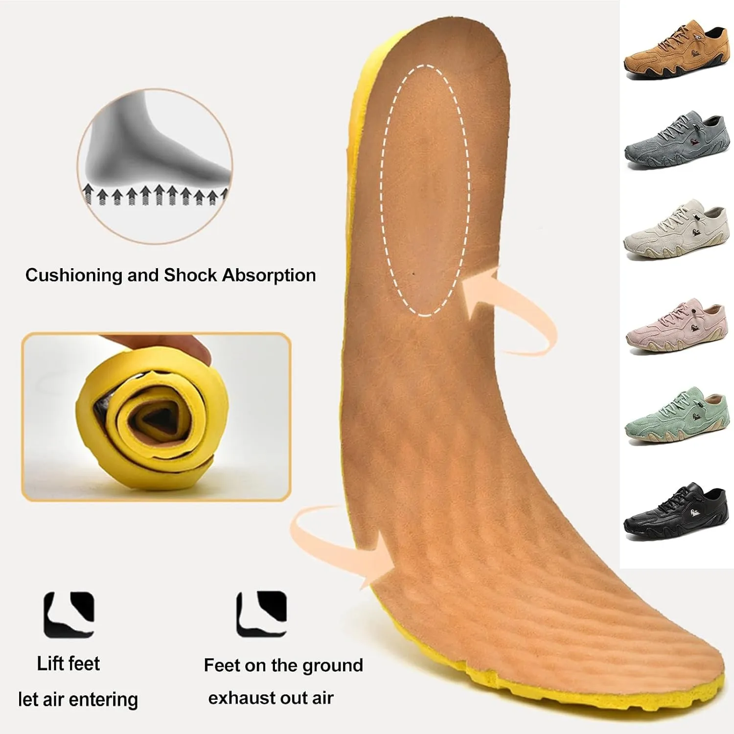 Women's Ultra-Light Soft Walking Shoes Italian Handmade Sneakers Breathable Non Slip Beck Shoes Comfort Casual Barefoot Shoes for Outdoor and Urban Life(Brown,US 8)