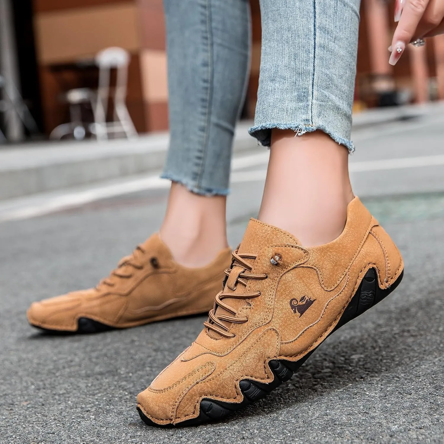 Women's Ultra-Light Soft Walking Shoes Italian Handmade Sneakers Breathable Non Slip Beck Shoes Comfort Casual Barefoot Shoes for Outdoor and Urban Life(Brown,US 8)