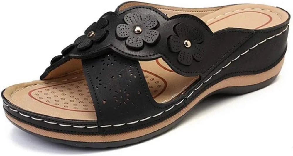 Women's Wedges Sandals Fashion Memory Foam Slides Slippers Breathable Open Toe Arch Support Dress Shoes
