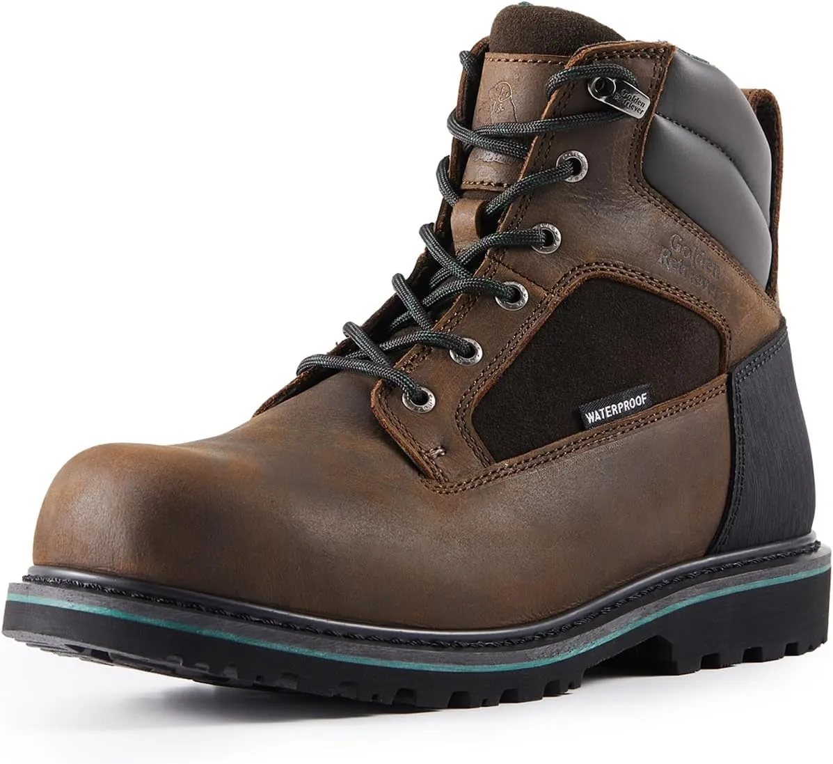 Work Boots for Men Heavy Duty Composite Toe 6"/8" Durable Crazy Horse Leather Waterproof Slip-Resistant Goodyear Welt Construction Industry Boots GJ3155-GJ3255
