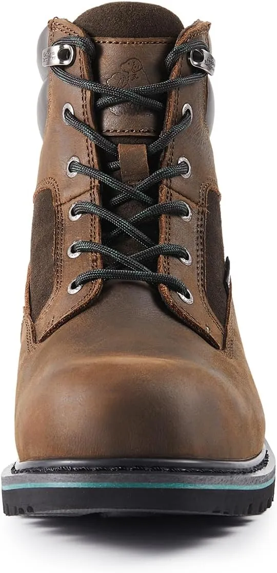 Work Boots for Men Heavy Duty Composite Toe 6"/8" Durable Crazy Horse Leather Waterproof Slip-Resistant Goodyear Welt Construction Industry Boots GJ3155-GJ3255