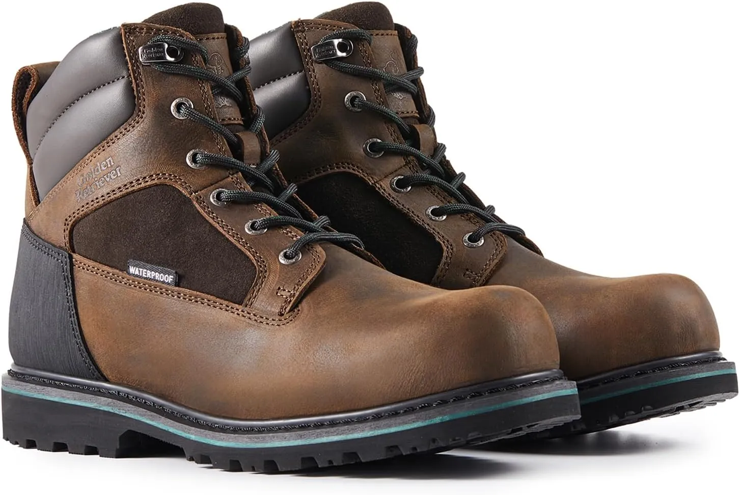 Work Boots for Men Heavy Duty Composite Toe 6"/8" Durable Crazy Horse Leather Waterproof Slip-Resistant Goodyear Welt Construction Industry Boots GJ3155-GJ3255