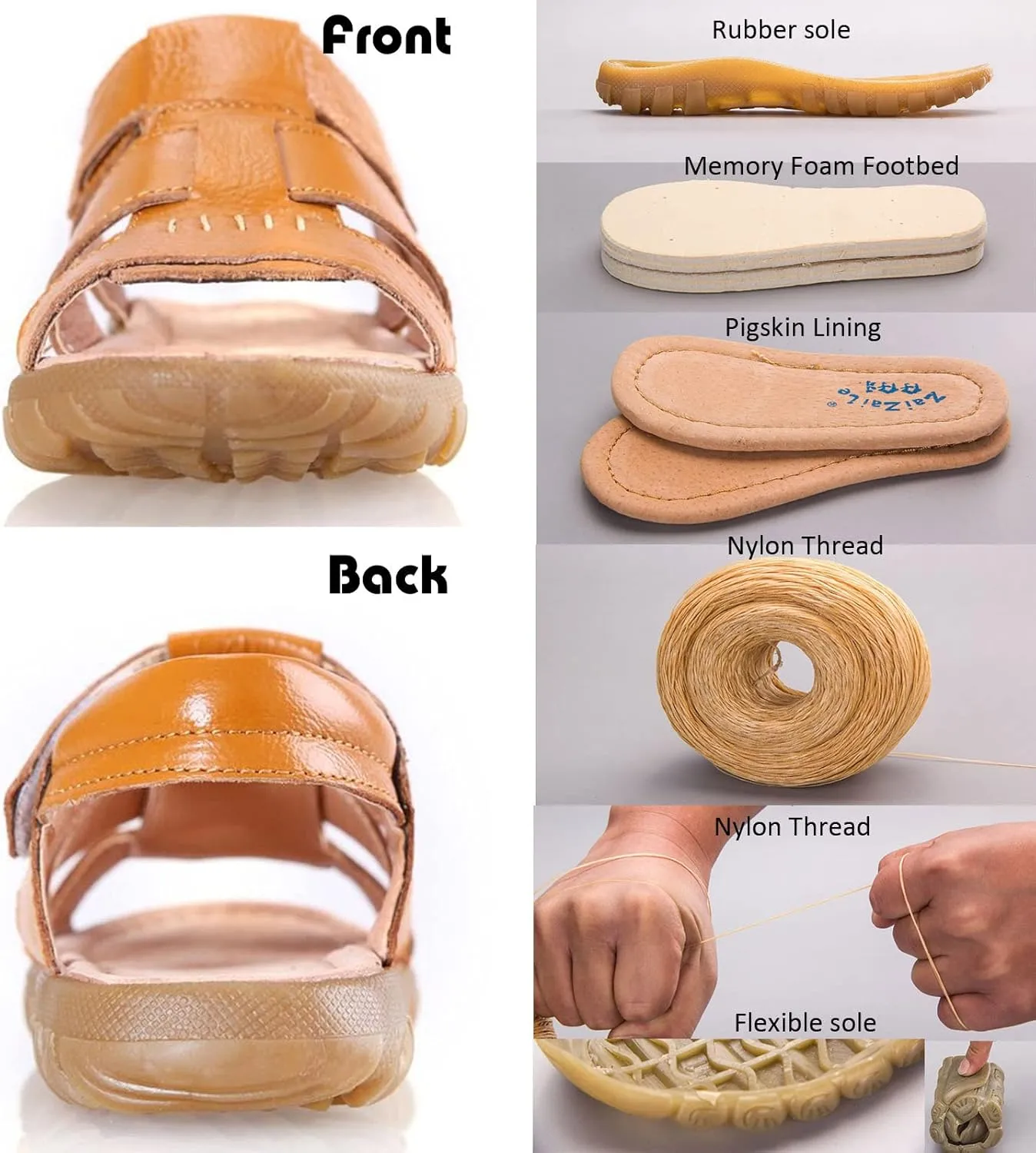 WUIWUIYU Boys Girls Outdoor Casual Open Toe Sport Sandals Beach Water Swimming Athletic Leather Summer Shoes