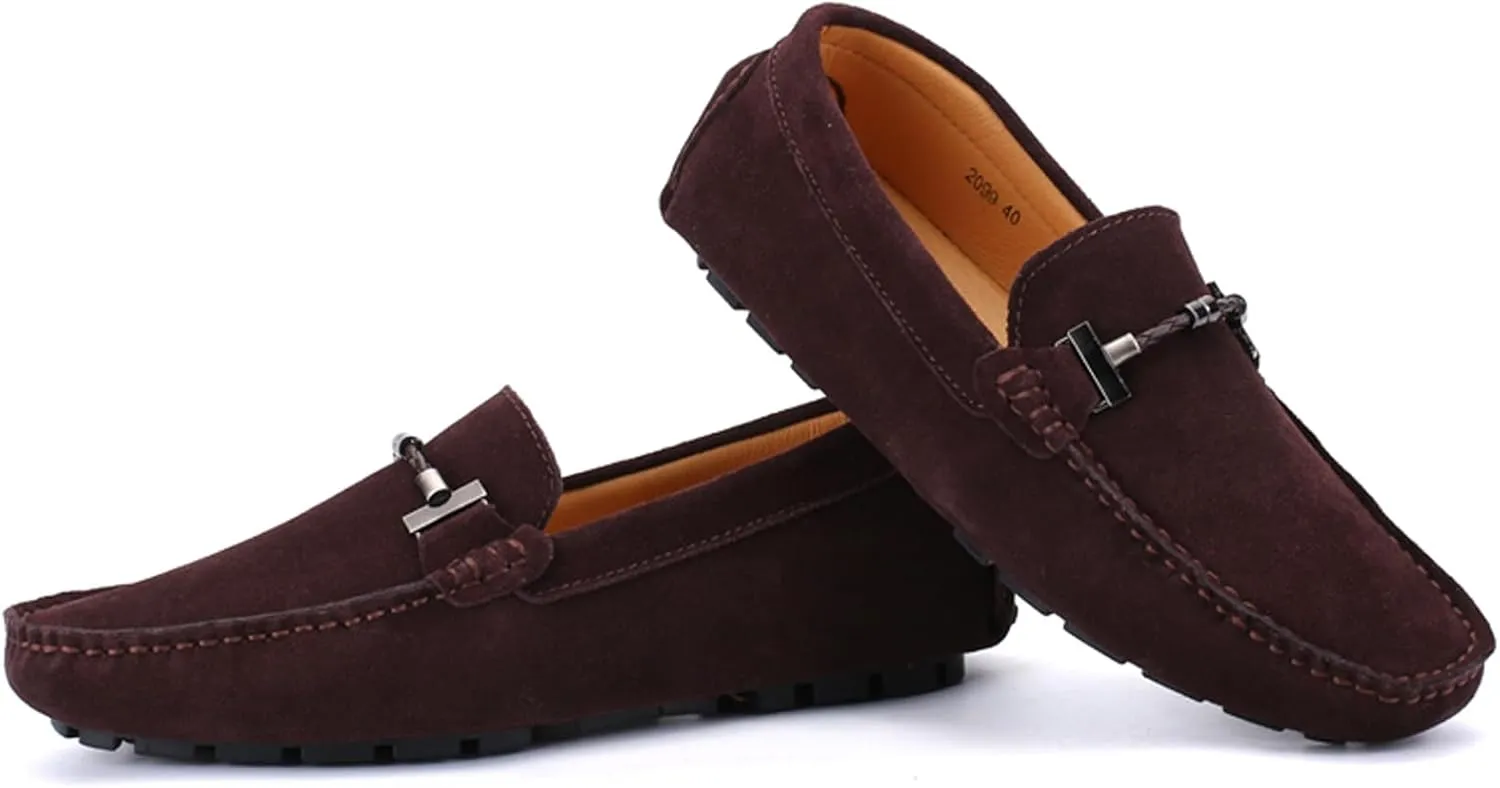 WUIWUIYU Men's Penny Loafers Moccasin Driving Shoes Slip On Flats Boat Shoes