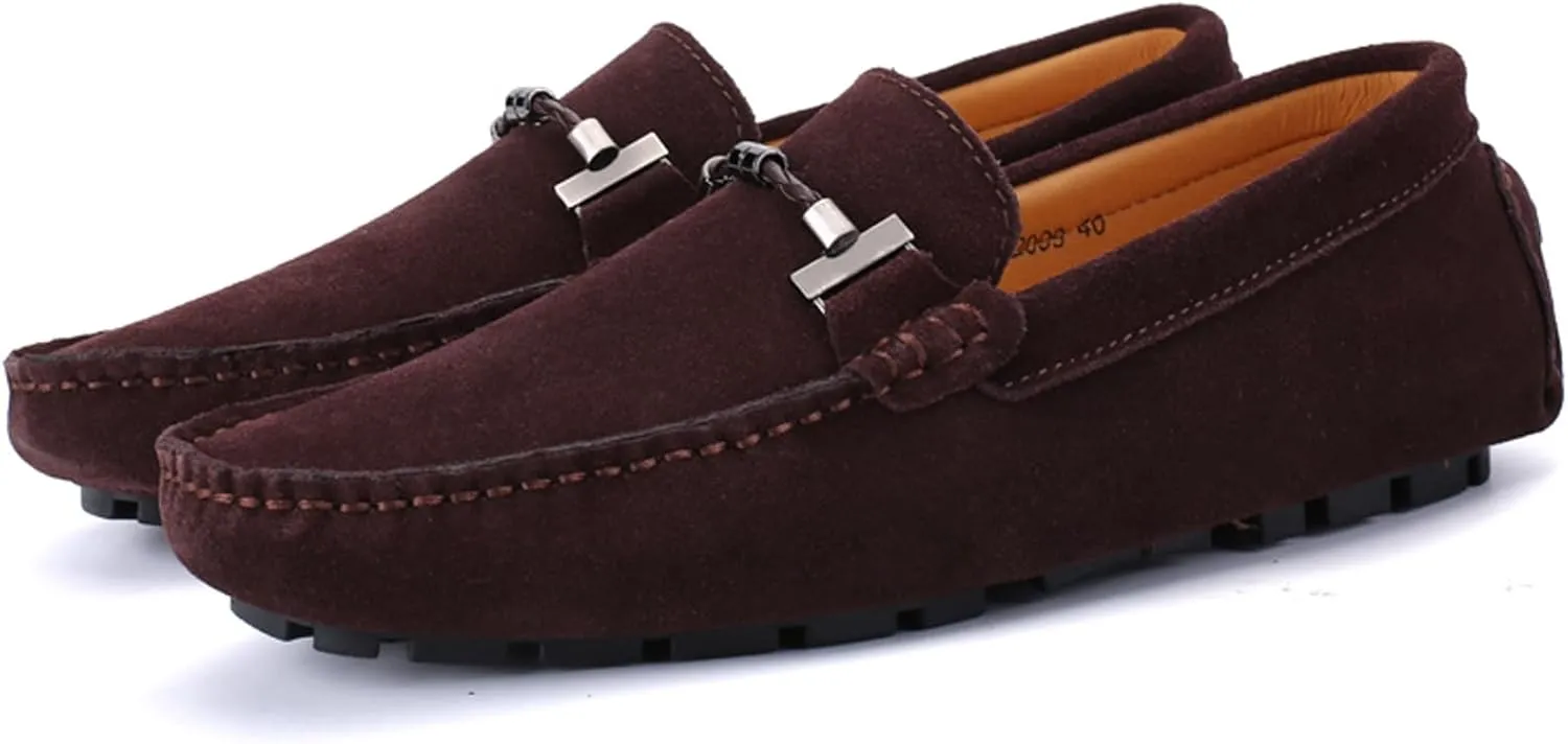 WUIWUIYU Men's Penny Loafers Moccasin Driving Shoes Slip On Flats Boat Shoes