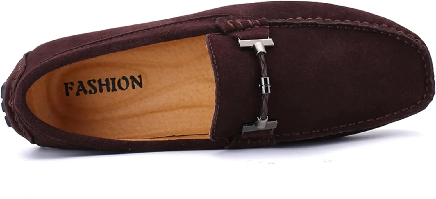 WUIWUIYU Men's Penny Loafers Moccasin Driving Shoes Slip On Flats Boat Shoes