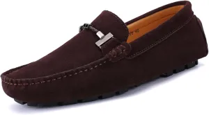 WUIWUIYU Men's Penny Loafers Moccasin Driving Shoes Slip On Flats Boat Shoes