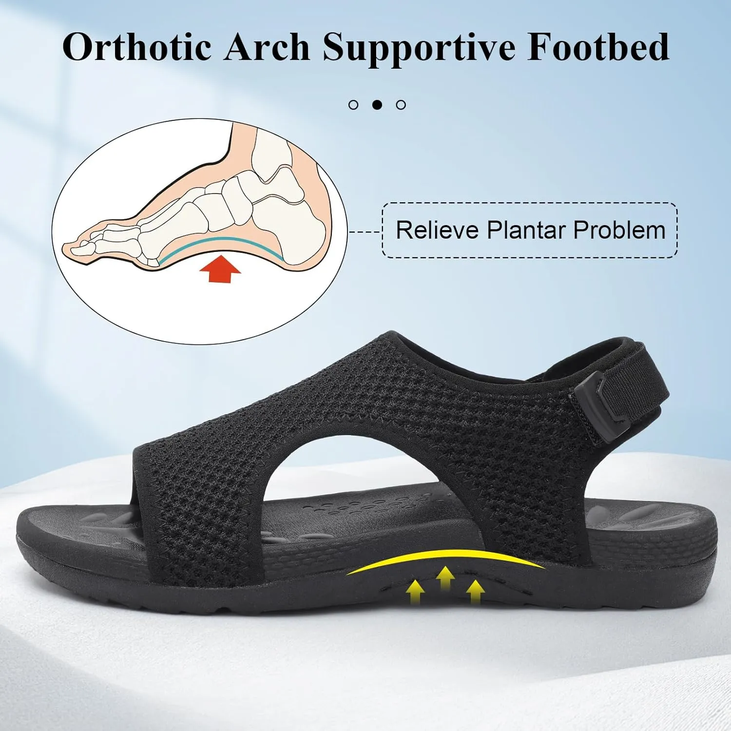 XIHALOOK Womens Orthopedic Walking Sandals with Adjustable Hooks Open Toe Sports Sandals Breathable Knit Summer Shoes