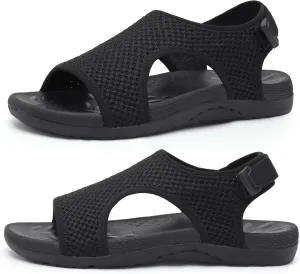 XIHALOOK Womens Orthopedic Walking Sandals with Adjustable Hooks Open Toe Sports Sandals Breathable Knit Summer Shoes