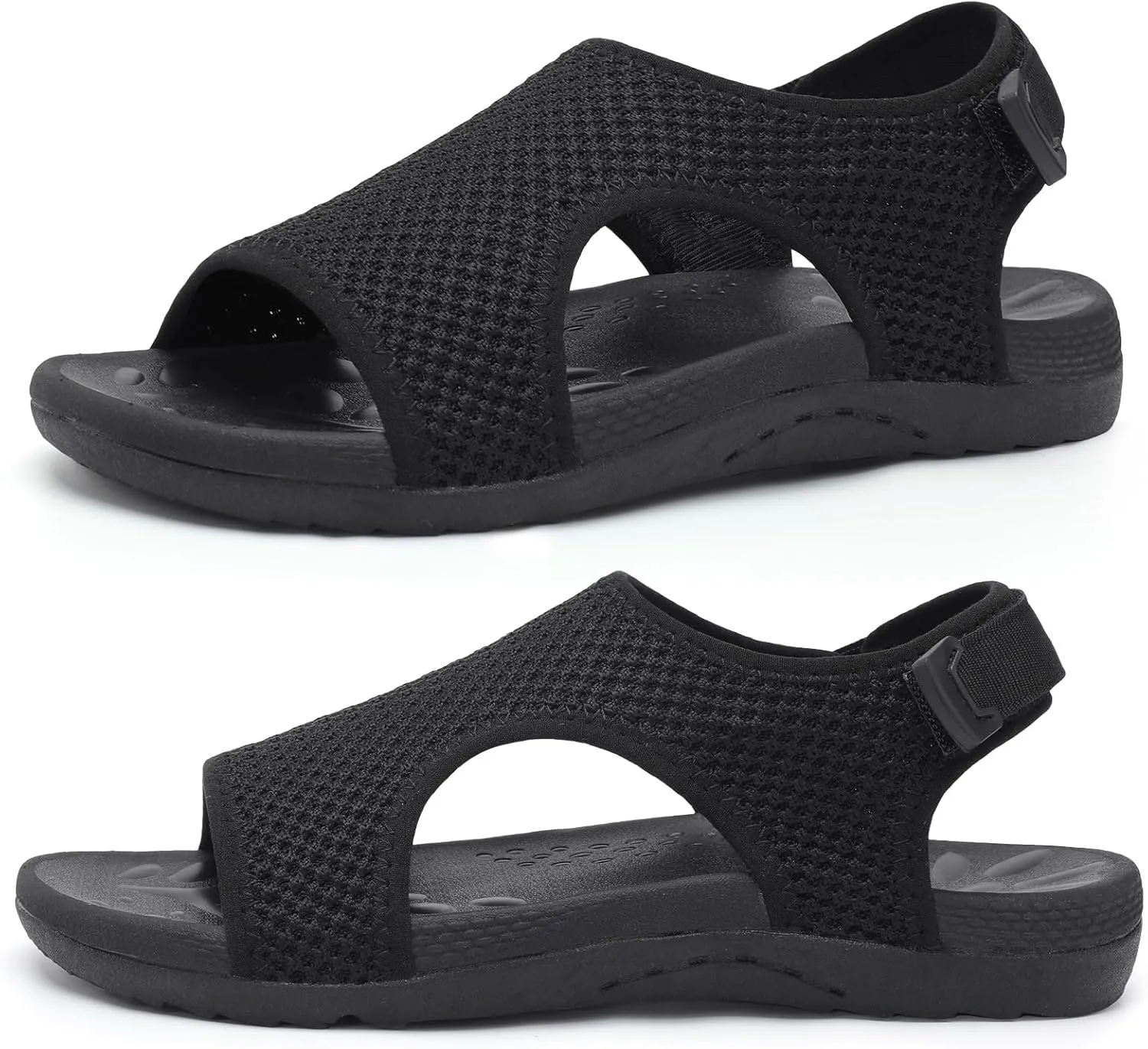 XIHALOOK Womens Orthopedic Walking Sandals with Adjustable Hooks Open Toe Sports Sandals Breathable Knit Summer Shoes