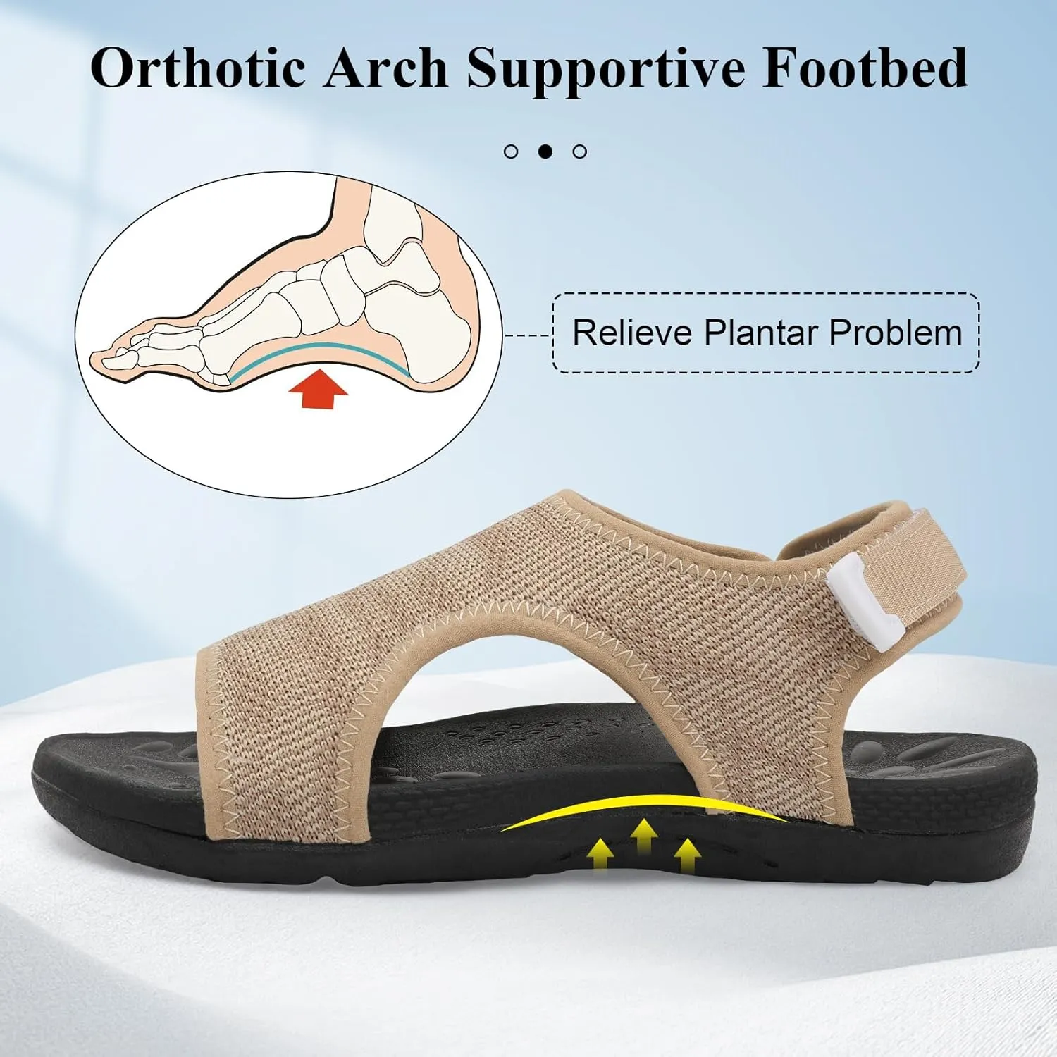 XIHALOOK Womens Orthopedic Walking Sandals with Adjustable Hooks Open Toe Sports Sandals Breathable Knit Summer Shoes