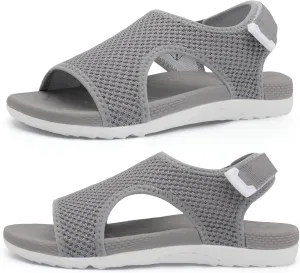 XIHALOOK Womens Orthopedic Walking Sandals with Adjustable Hooks Open Toe Sports Sandals Breathable Knit Summer Shoes