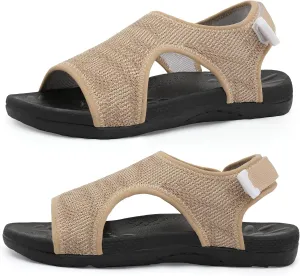 XIHALOOK Womens Orthopedic Walking Sandals with Adjustable Hooks Open Toe Sports Sandals Breathable Knit Summer Shoes
