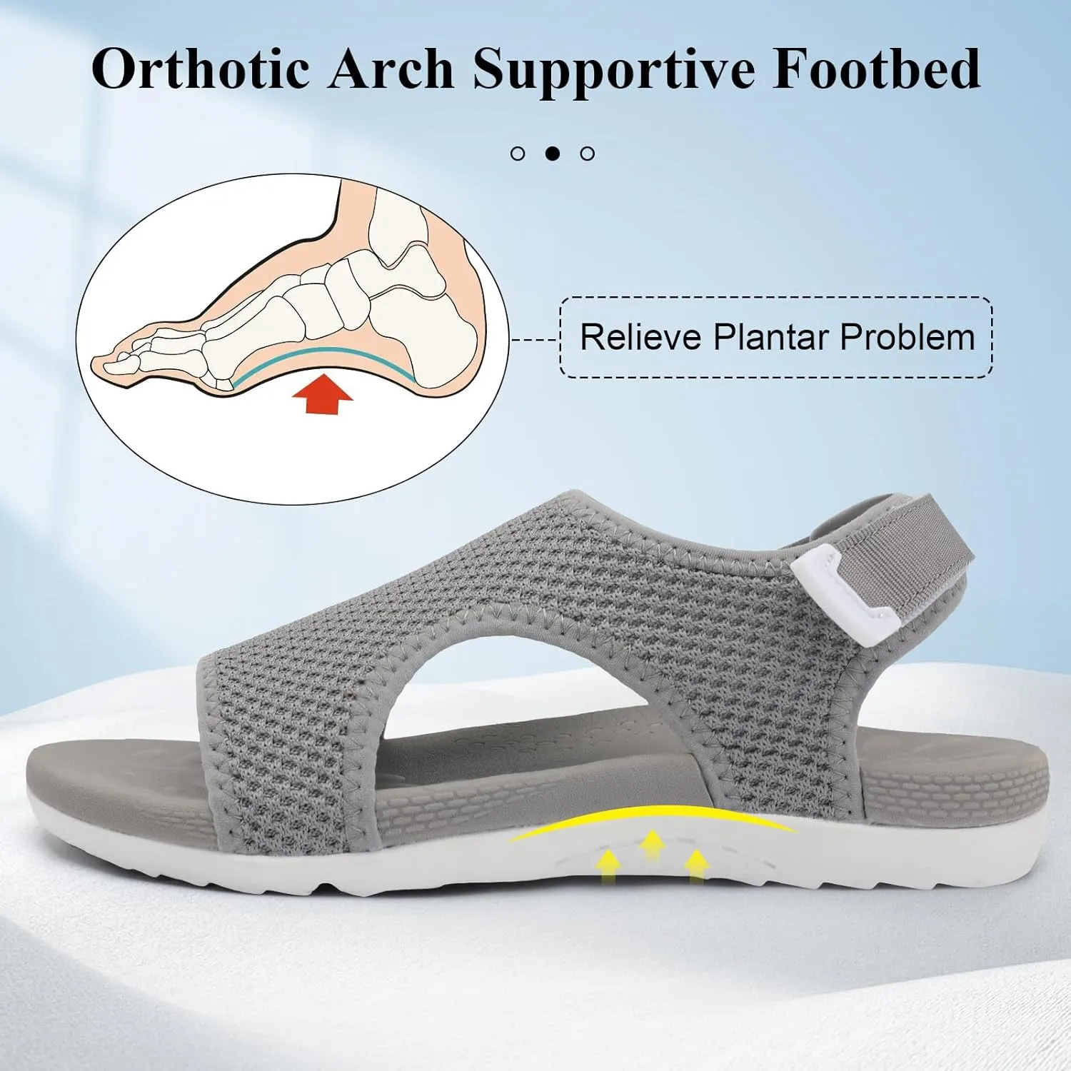 XIHALOOK Womens Orthopedic Walking Sandals with Adjustable Hooks Open Toe Sports Sandals Breathable Knit Summer Shoes