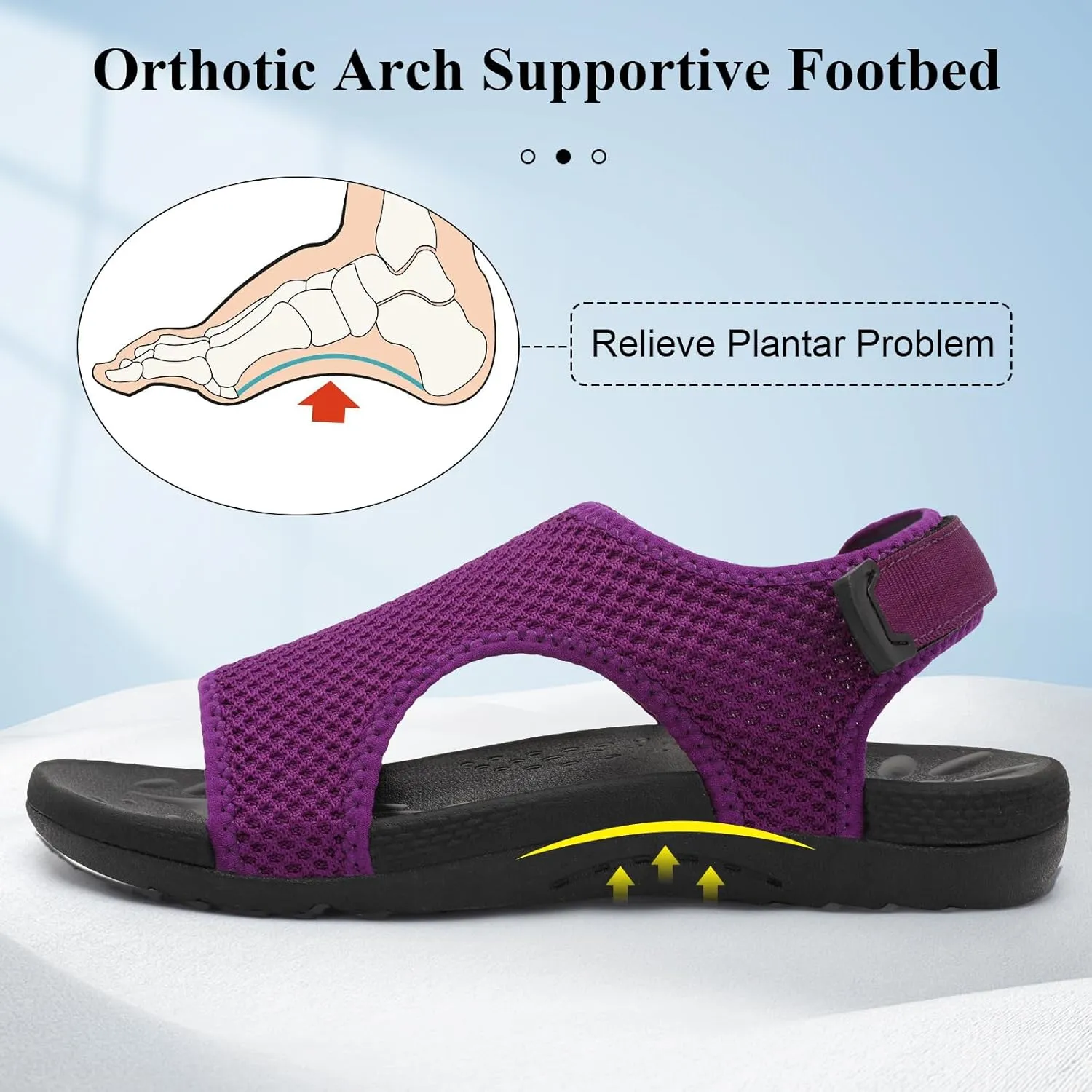 XIHALOOK Womens Orthopedic Walking Sandals with Adjustable Hooks Open Toe Sports Sandals Breathable Knit Summer Shoes
