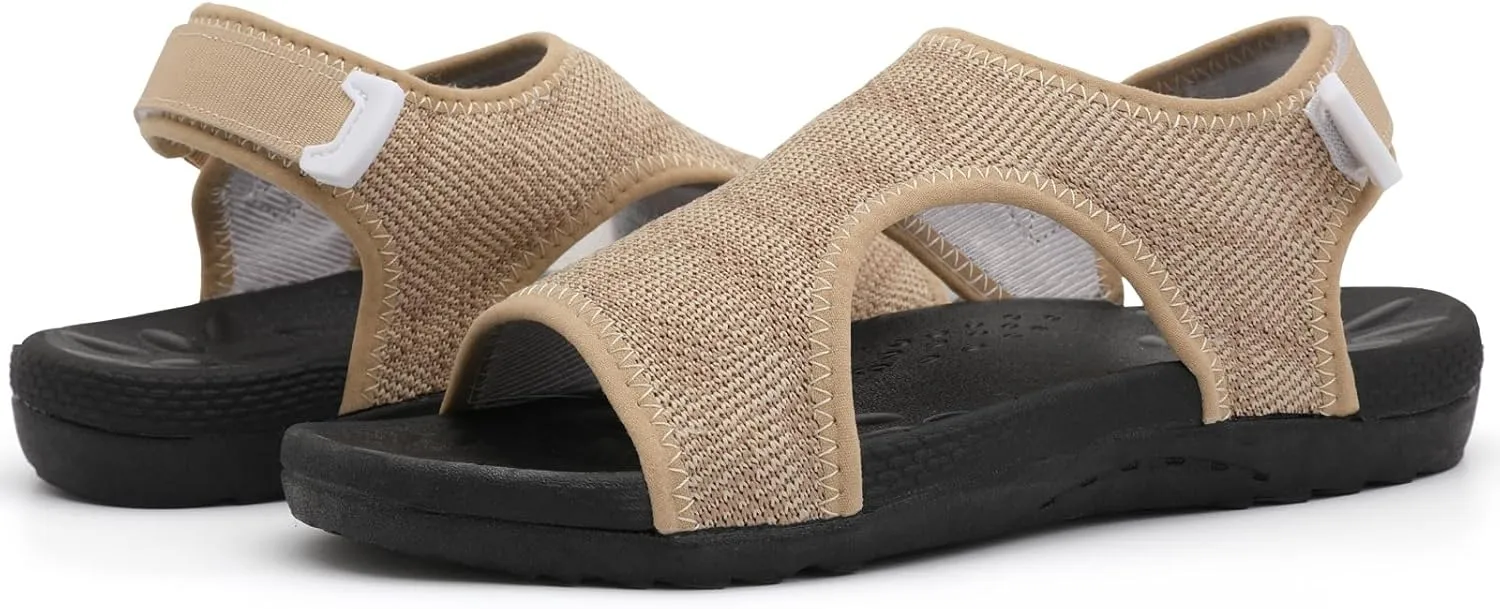 XIHALOOK Womens Orthopedic Walking Sandals with Adjustable Hooks Open Toe Sports Sandals Breathable Knit Summer Shoes