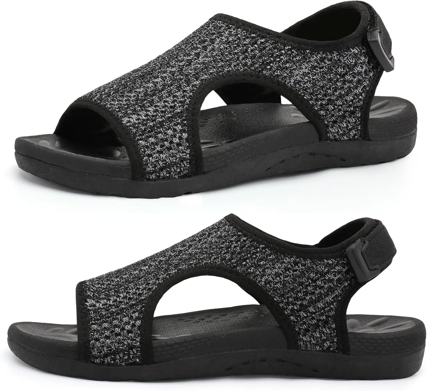 XIHALOOK Womens Orthopedic Walking Sandals with Adjustable Hooks Open Toe Sports Sandals Breathable Knit Summer Shoes